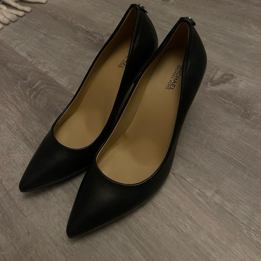 Black Leather Michael Kors Heels